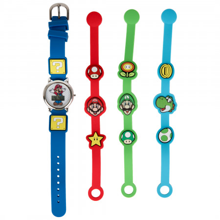 Super Mario Bros. LCD Watch with 3 Bracelets Set